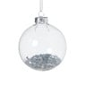 Kerstbal glas met zilveren glitters - transparant/zilverkleurig